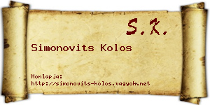Simonovits Kolos névjegykártya