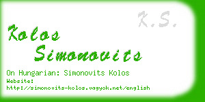 kolos simonovits business card